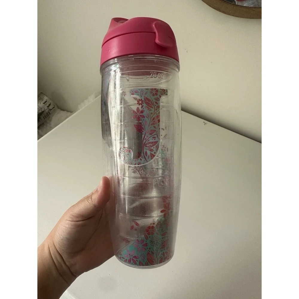 Letter J Tervis Tumblr With Pink Lid‎